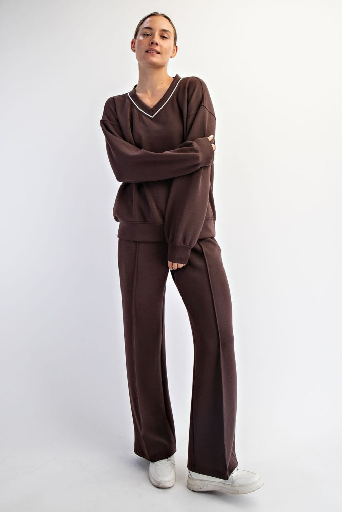 Brown V-Neck Sweatshirt