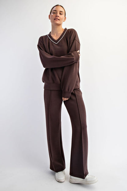 Brown V-Neck Sweatshirt