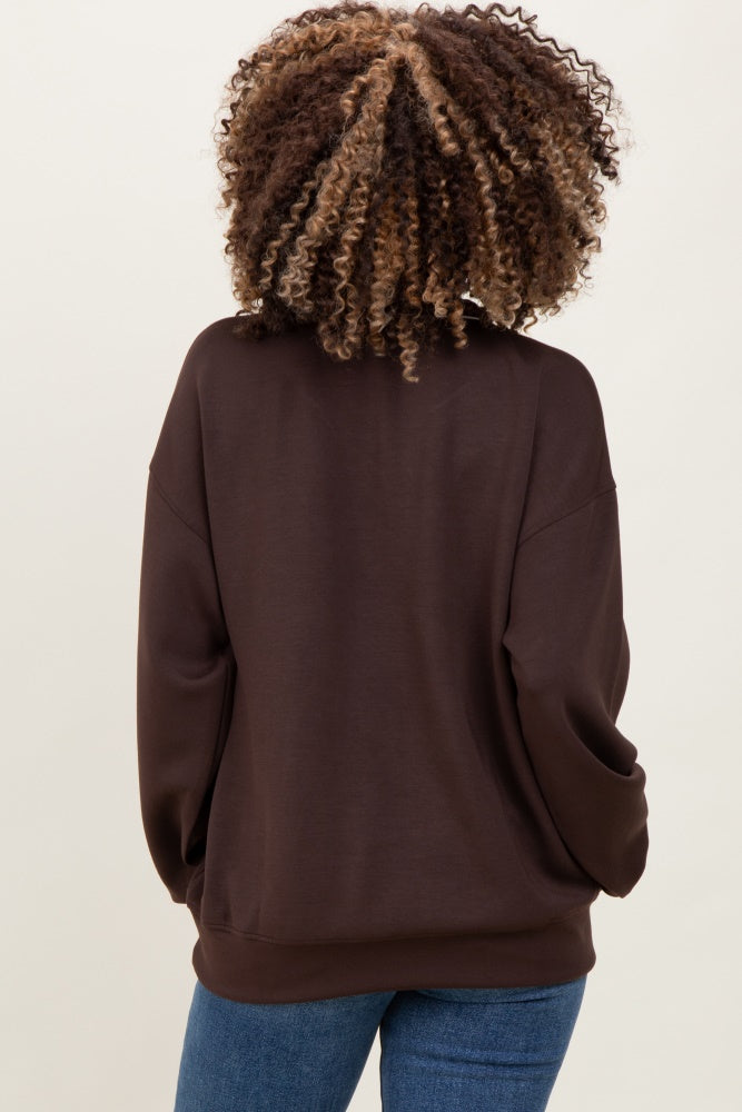 Brown V-Neck Maternity Sweatshirt