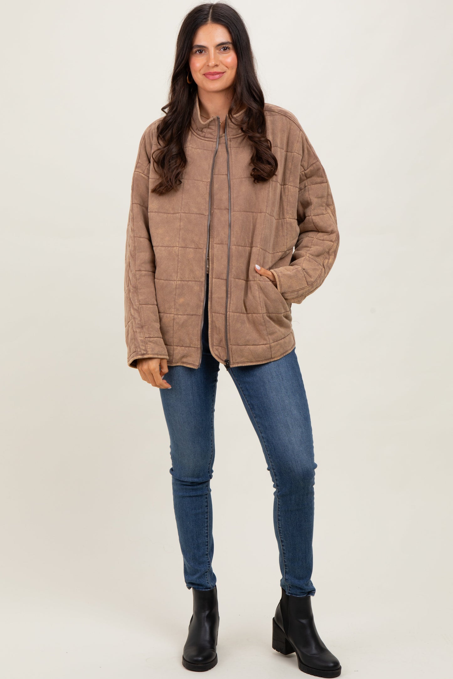 Mocha Quilted Oversized Jacket