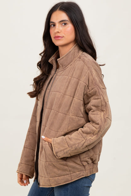 Mocha Quilted Oversized Jacket