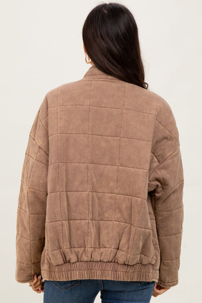 Mocha Quilted Oversized Jacket