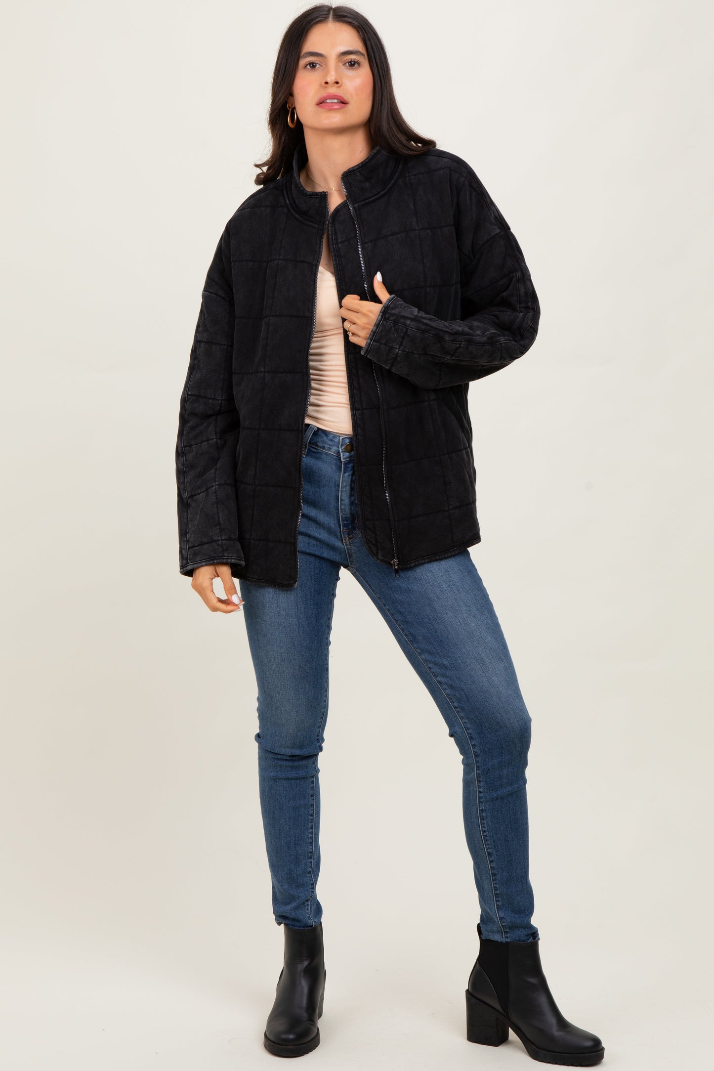 Black Quilted Oversized Jacket