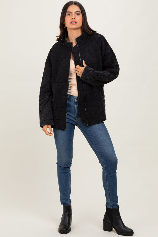 Black Quilted Oversized Jacket