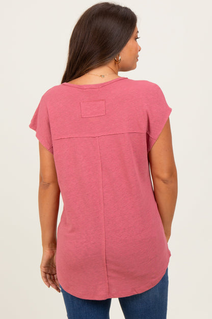 Coral V-Neck Maternity Top