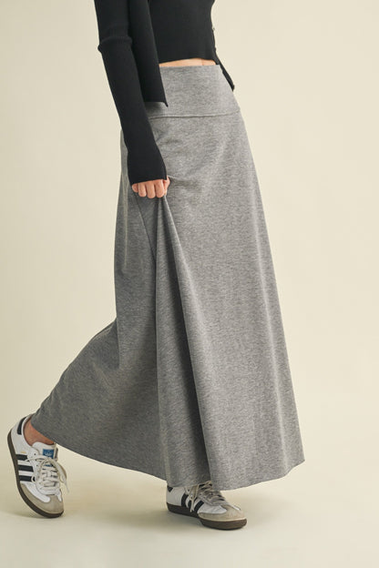 Heather Grey Ribbed Maxi Skirt