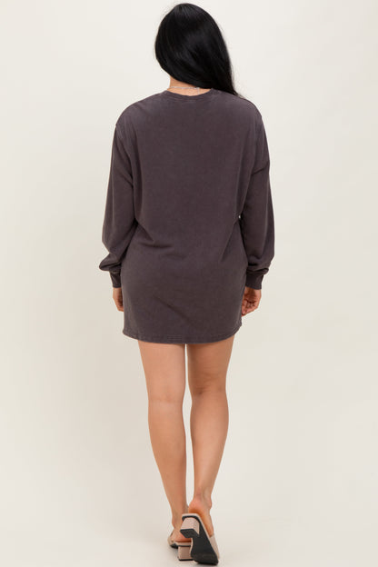 Charcoal Mineral Wash Oversized Sweatshirt Mini Dress