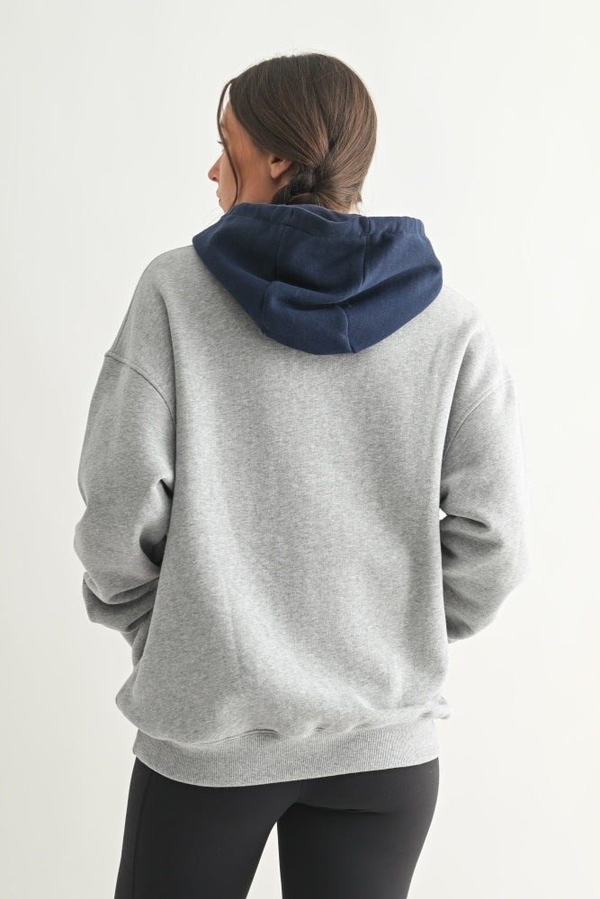 Navy Heather Grey Colorblock Hoodie