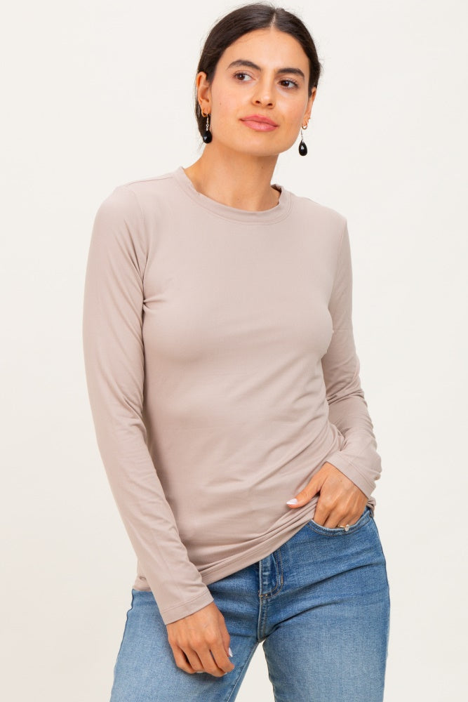 Light Mocha Basic Long Sleeve Top