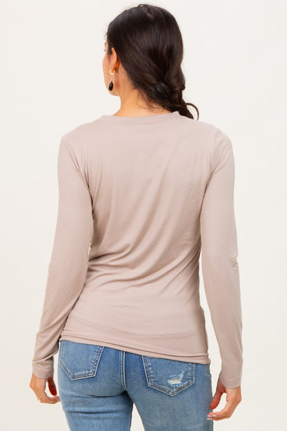 Light Mocha Basic Long Sleeve Top
