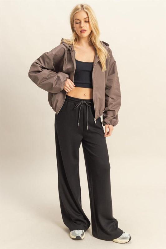 Black Flowy Knit Drawstring Pants