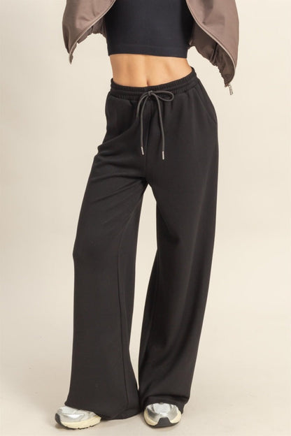 Black Flowy Knit Drawstring Pants