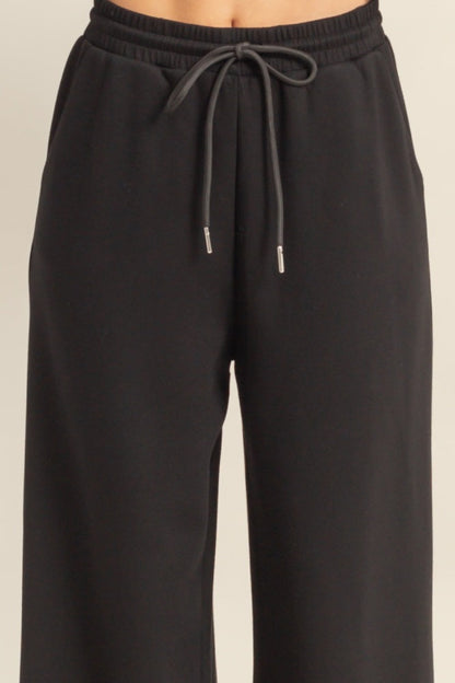 Black Flowy Knit Drawstring Pants