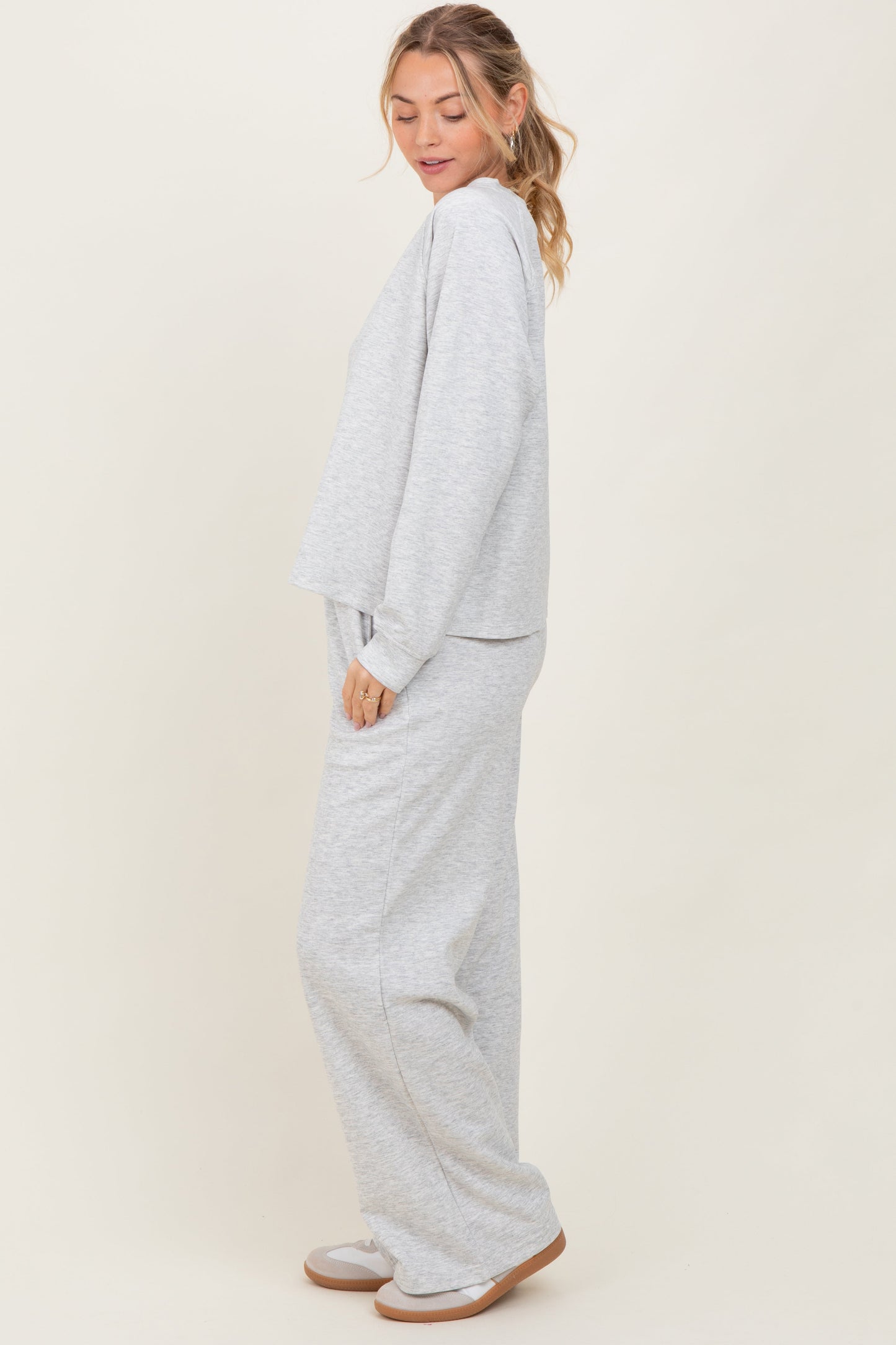 Heather Grey Crewneck Pullover Pant Set