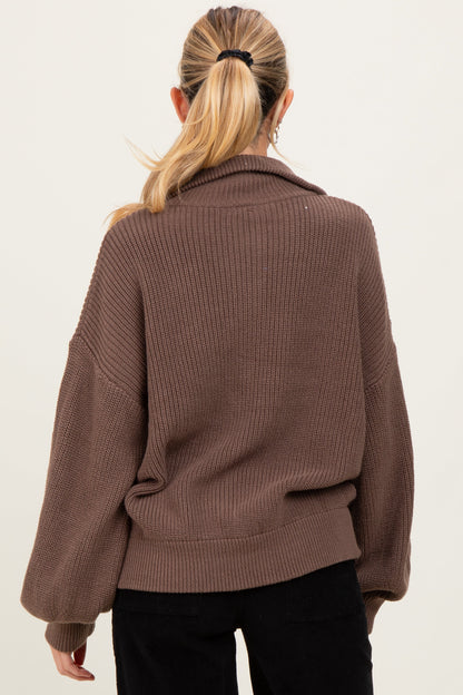 Light Mocha Oversized Zip Up Maternity Cardigan