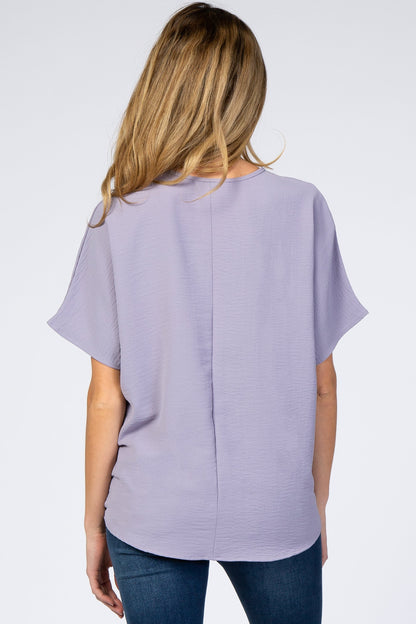 Lavender Short Sleeve Maternity Blouse