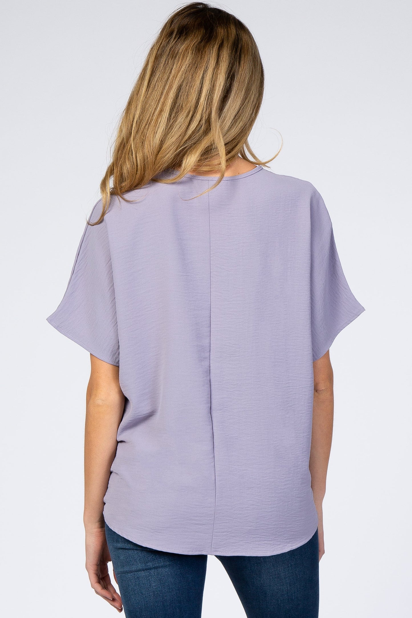 Lavender Short Sleeve Maternity Blouse