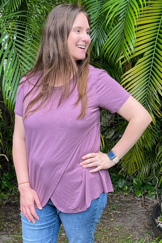 Mauve Layered Wrap Front Nursing Top