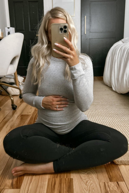 Heather Grey Soft Knit Ruched Maternity Top