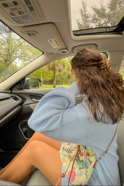 Light Blue Button Down Sweater Romper