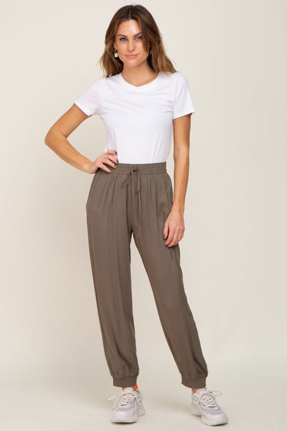 Olive Drawstring Accent Joggers