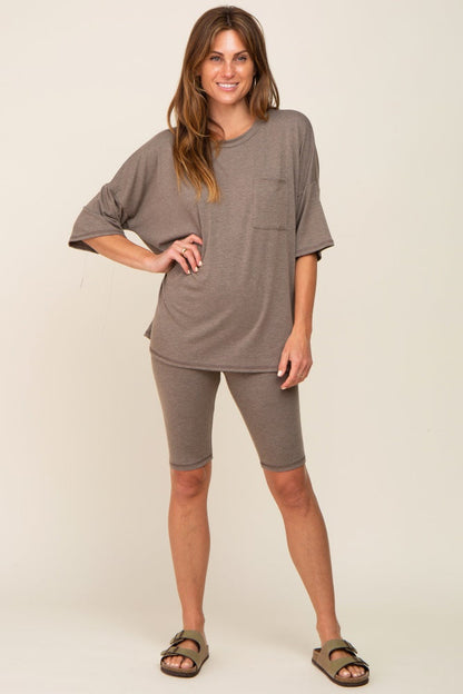 Mocha Biker Short Sleep Set