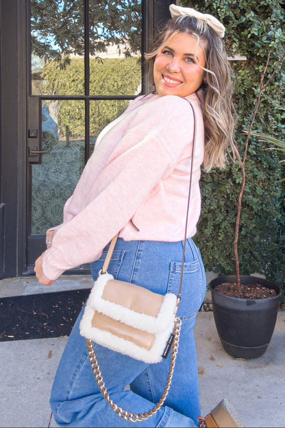 Pink Ribbed Cuff Sweater