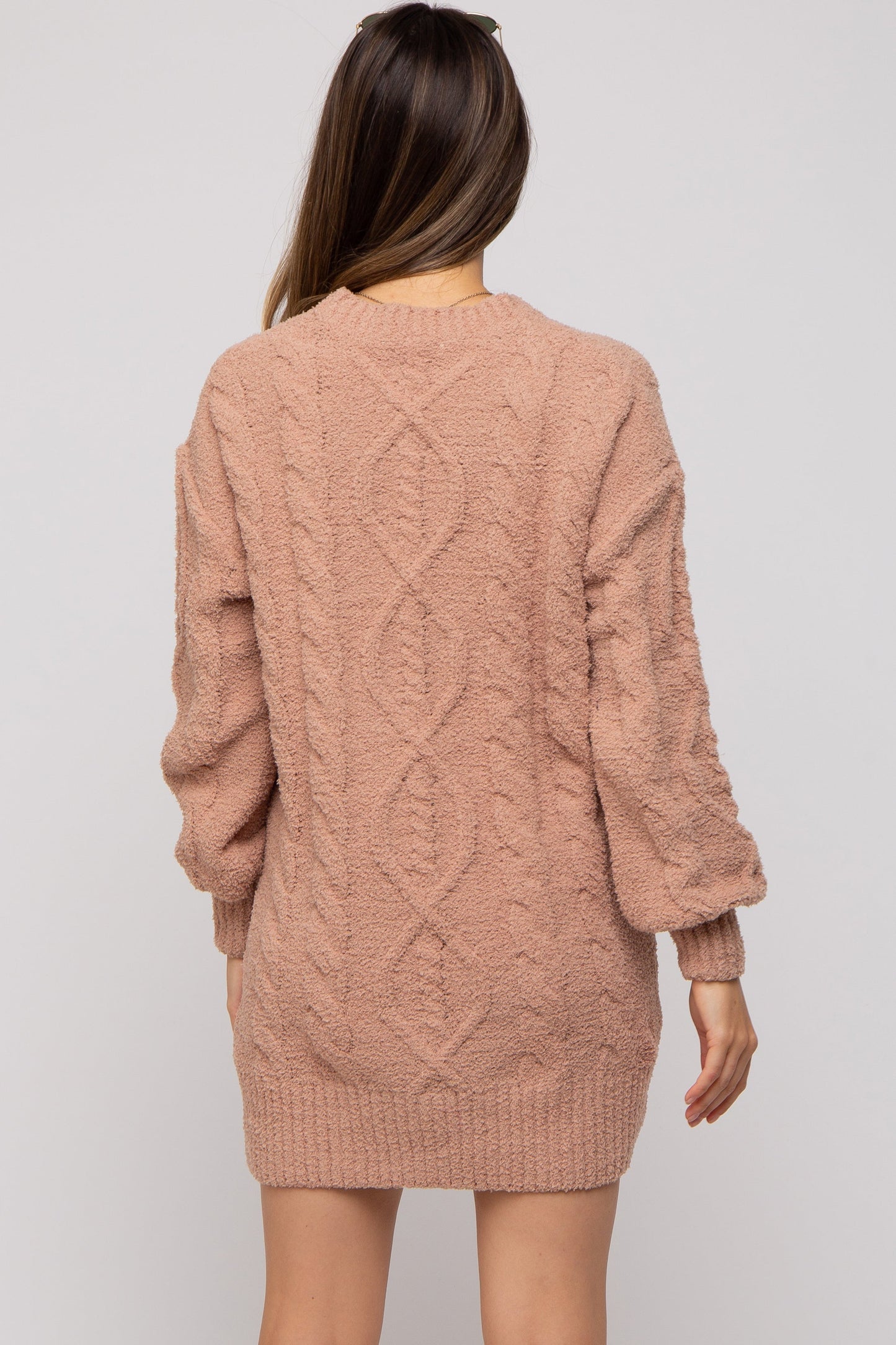 Camel Soft Knit Maternity Sweater Dress