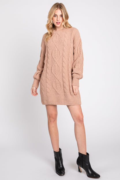 Camel Soft Knit Maternity Sweater Dress