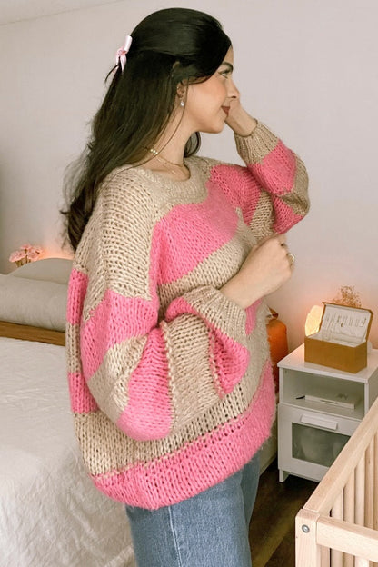 Pink Striped Knit Sweater