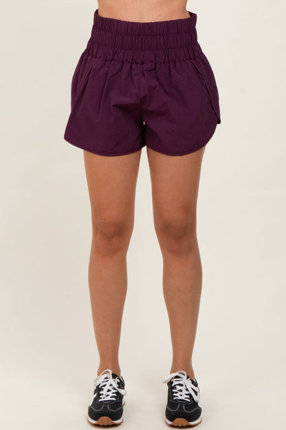 Plum Smocked Active Running Shorts
