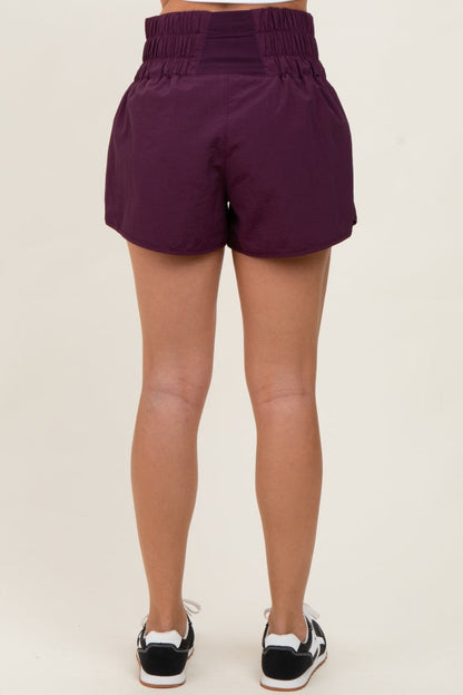 Plum Smocked Active Running Shorts