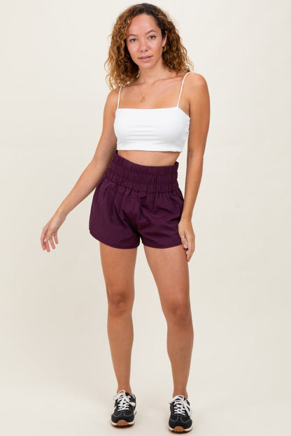 Plum Smocked Active Running Shorts