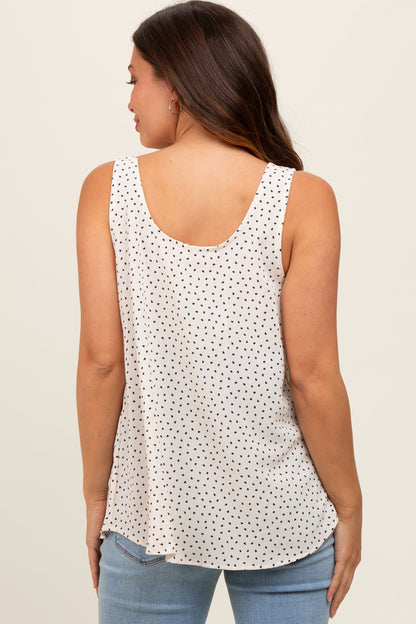 Cream Dot Print Knotted Strap Maternity Top